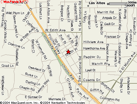 Normal-view map of the area surrounding the Village Pantry Restaurant